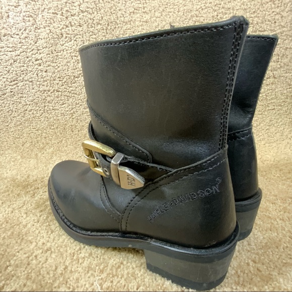 HARLEY DAVIDSON Womens Riding Boots Sz 6.5 Black Ankle Zip Up Buckle 84181 Biker - Picture 6 of 9